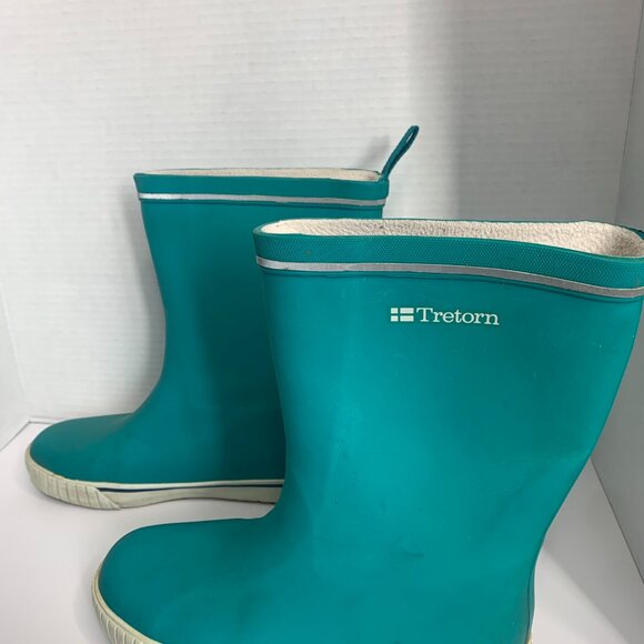 Tretorn Womens Fleece Lined Teal Rain Boots - Picture 2 of 6